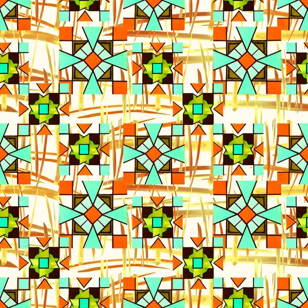 Abstraktes Kreatives Nahtloses Muster Mit Hellen Geometrischen Elementen Mosaik Bunte — Stockfoto