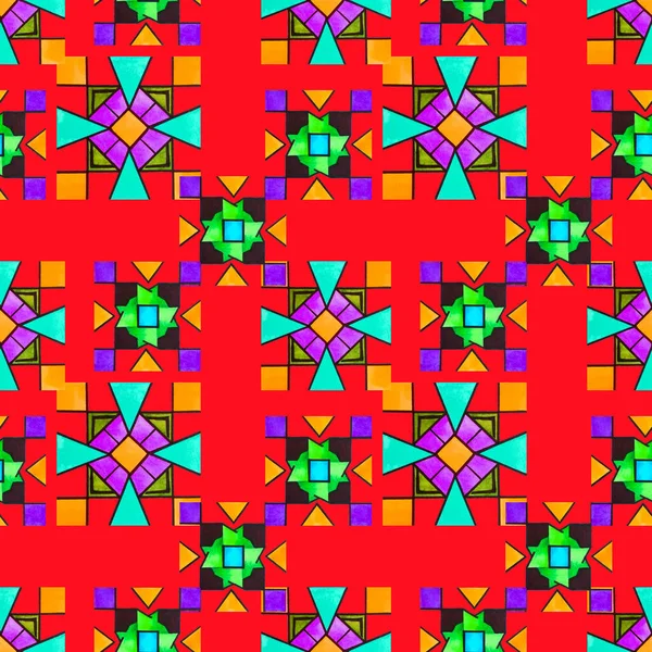 Abstract Creatief Naadloos Patroon Met Heldere Geometrische Elementen Mozaïek Kleurrijke — Stockfoto