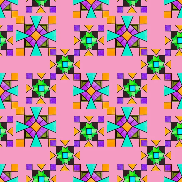 Abstract Creatief Naadloos Patroon Met Heldere Geometrische Elementen Mozaïek Kleurrijke — Stockfoto