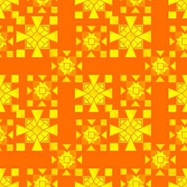 Parlak geometrik elementlere sahip soyut, kusursuz desen. Her türlü tasarım için mozaik renkli doku. Çağdaş sanat. Moda tarzı.