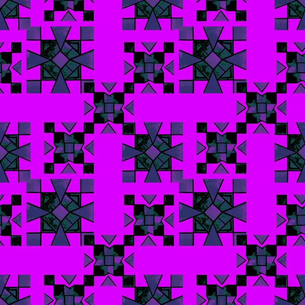 Abstract Creatief Naadloos Patroon Met Heldere Geometrische Elementen Mozaïek Kleurrijke — Stockfoto