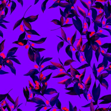 Zeytin dallı, dikişsiz suluboya desen. Herhangi bir amaç için parlak yaz ya da bahar baskısı. Klasik doğal model. Organik arkaplan.