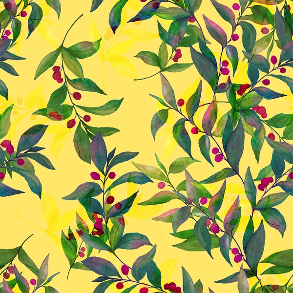 Akvarel Hladký Vzor Olivovými Ratolestmi Jasné Léto Nebo Jarní Tisk — Stock fotografie