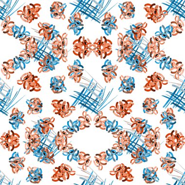 Beyazın üzerinde parlak ve soyut elementler olan yaratıcı, kusursuz bir desen. Her türlü tasarım için renkli bir doku. Suluboya soyut arkaplan. Çağdaş sanat. 