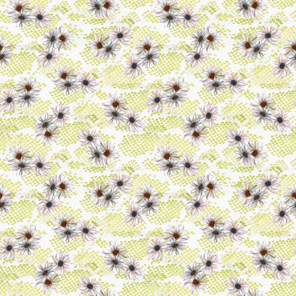 Florales Nahtloses Muster Mit Schön Blühenden Kamillen Auf Pythonhaut Aquarell — Stockfoto