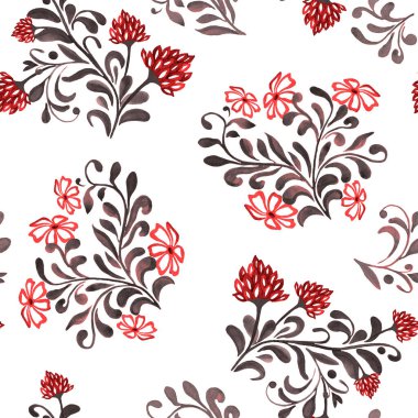 Çiçeklerin etrafında suluboya renkleri olan dikişsiz çiçek deseni. Sörf tasarımı için kırsal desen.