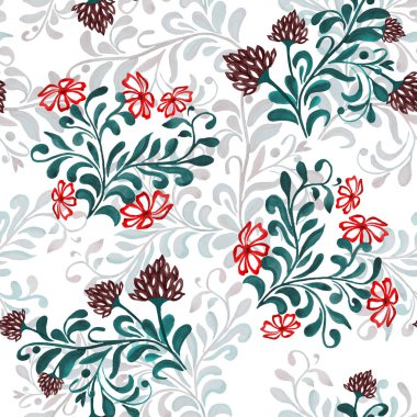 Çiçeklerin etrafında suluboya renkleri olan dikişsiz çiçek deseni. Sörf tasarımı için kırsal desen.