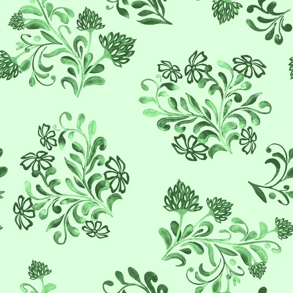 Suluboya çiçekleri ile soyut, dikişsiz desen. Yüzey tasarımı için güzel tek renkli baskı.