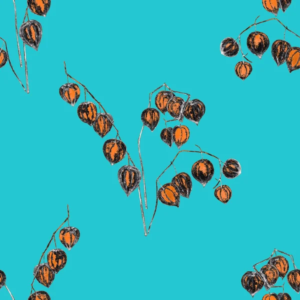 Красивий Безшовний Візерунок Акварельним Осіннім Букетом Фізичні Гілки Природний Осінній — стокове фото