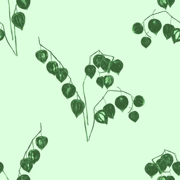 부케가 아름다운 솔기없는 리스가지 자연적 가을인 모노크롬 — 스톡 사진