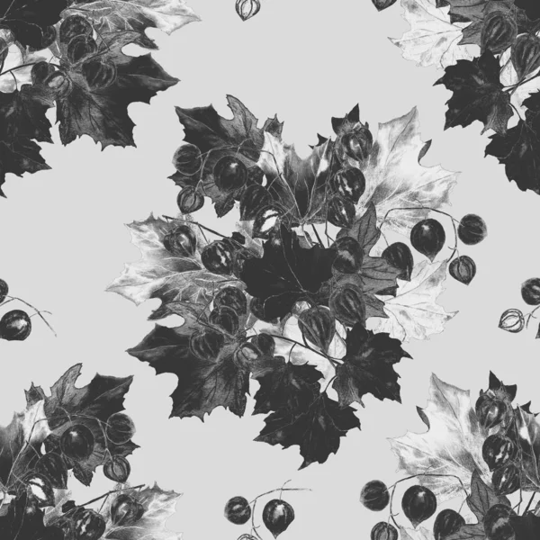 Gyönyörű Zökkenőmentes Minta Akvarell Őszi Csokor Juharszirup Fizális Természetes Őszi — Stock Fotó