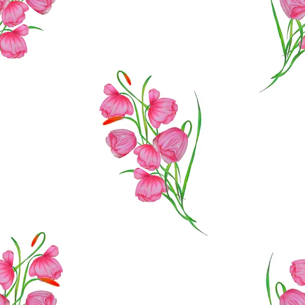 Patrón Sin Costura Floral Con Flores Delicadas Acuarela Hermosa Impresión —  Fotos de Stock
