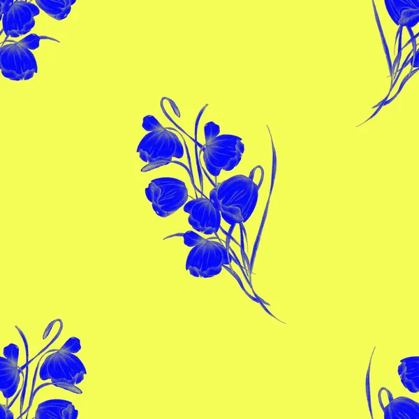 Цветочный Бесшовный Узор Акварелью Нежные Цветы Прекрасная Летняя Печать Красочный — стоковое фото