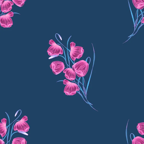 Квітковий Безшовний Візерунок Акварельними Ніжними Квітами Прекрасний Літній Принт Барвистий — стокове фото