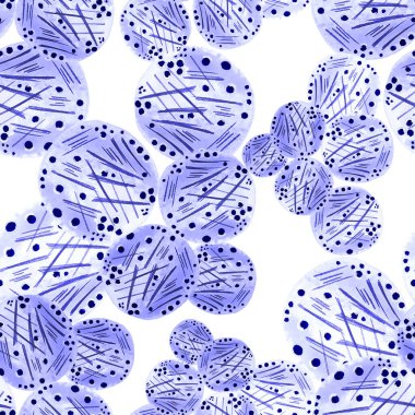 Soyut yuvarlak elementlerle, kusursuz, yaratıcı suluboya desen. Çağdaş sanat. Herhangi bir tasarım için tek renkli doku. 