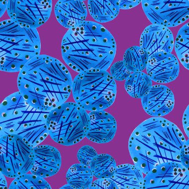 Soyut yuvarlak elementlerle, kusursuz, yaratıcı suluboya desen. Çağdaş sanat. Herhangi bir tasarım için renkli doku. 