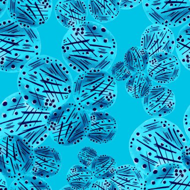 Soyut yuvarlak elementlerle, kusursuz, yaratıcı suluboya desen. Çağdaş sanat. Herhangi bir tasarım için renkli doku. 