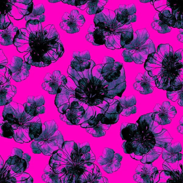 Beautiful seamless pattern with watercolor stylized flowers. Floral summer  print. Contemporary art.