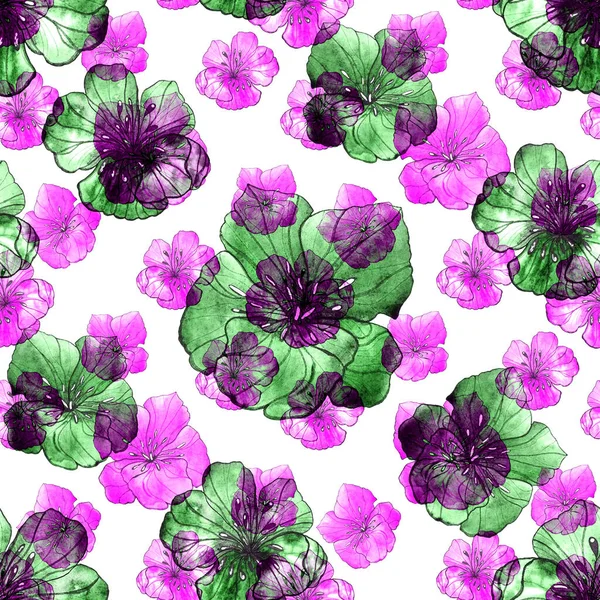 Hermoso Patrón Sin Costuras Con Flores Estilizadas Acuarela Estampado Floral —  Fotos de Stock