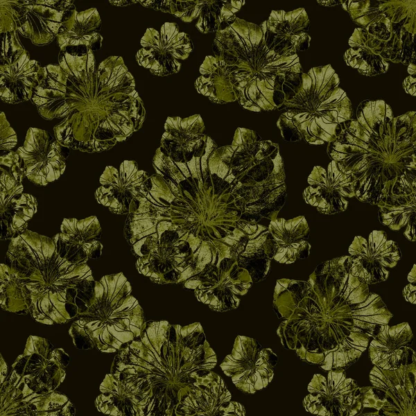 Schöne Nahtlose Muster Mit Stilisierten Blumen Aquarell Floraler Sommerdruck Monochrome — Stockfoto