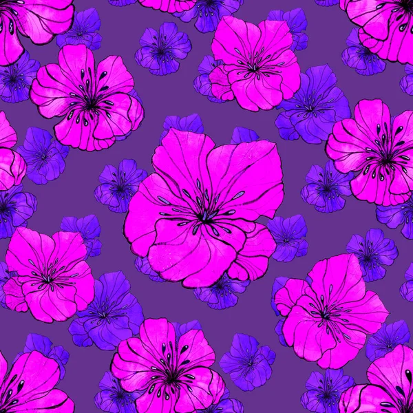 Schöne Nahtlose Muster Mit Stilisierten Blumen Aquarell Floraler Sommerdruck Zeitgenössische — Stockfoto