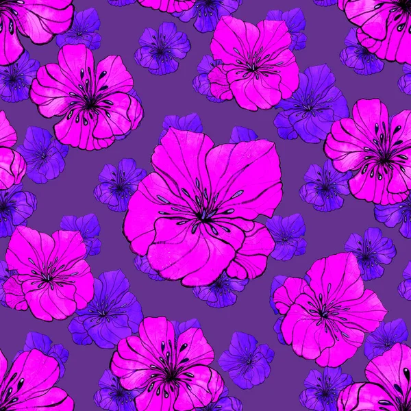 Beautiful seamless pattern with watercolor stylized flowers. Floral summer  print. Contemporary art.