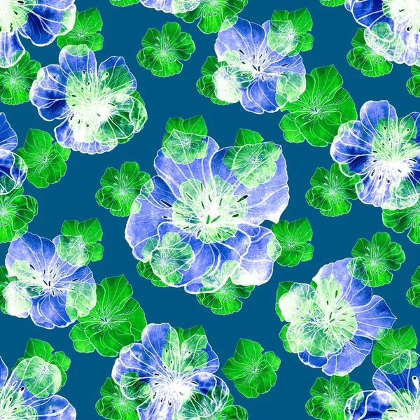 Beautiful seamless pattern with watercolor stylized flowers. Floral summer  print. Contemporary art.
