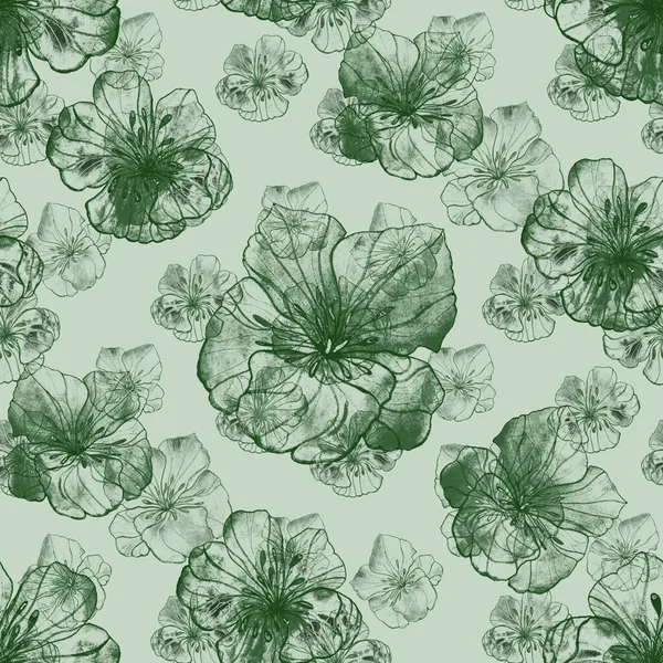 Beautiful seamless pattern with watercolor stylized flowers. Floral summer  print. Monochrome texture.