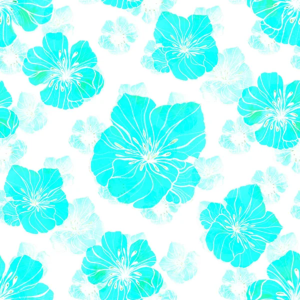 Beautiful seamless pattern with watercolor stylized flowers. Floral summer  print. Monochrome texture.