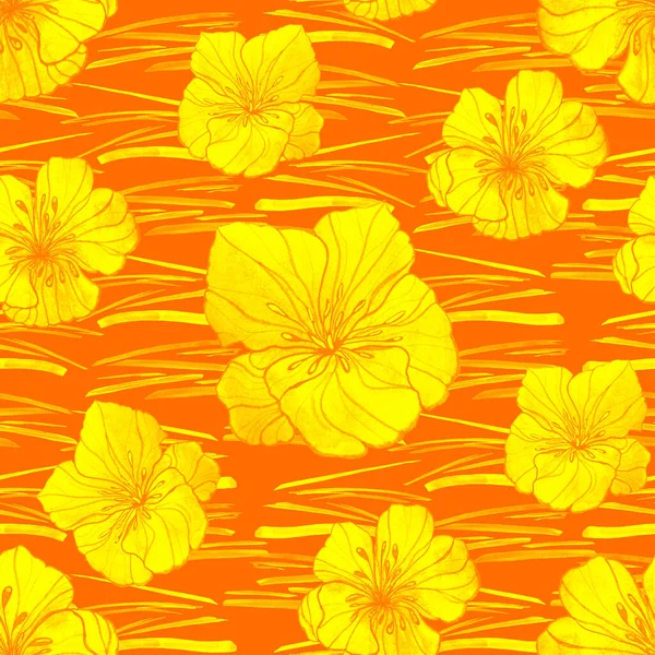 水彩風の花と美しいシームレスなパターン Print — ストック写真