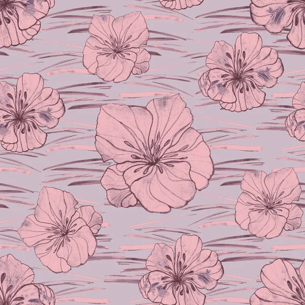 Beau Motif Sans Couture Avec Des Fleurs Stylisées Aquarelle Tirage — Photo