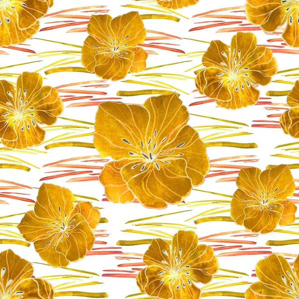 Beautiful seamless pattern with watercolor stylized flowers. Floral summer  print.