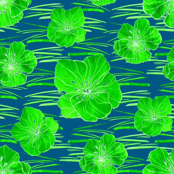 Beautiful seamless pattern with watercolor stylized flowers. Floral summer  print.