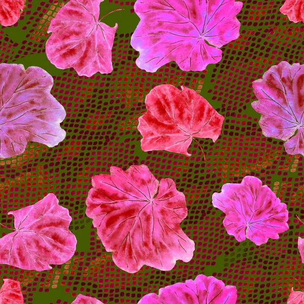 动物背景上的水彩斑斓的热带树叶装饰无缝图案 夏威夷夏季异国情调印刷品 手绘插图 — 图库照片
