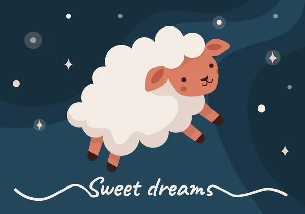 Овцы в небе, бессонница, сладкие сны — стоковый вектор