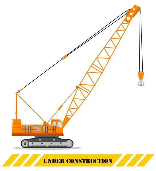 크롤러 크레인입니다. 무거운 건설 기계 및 장비의 상세한 그림입니다. 벡터 일러스트 레이 션. — 스톡 벡터