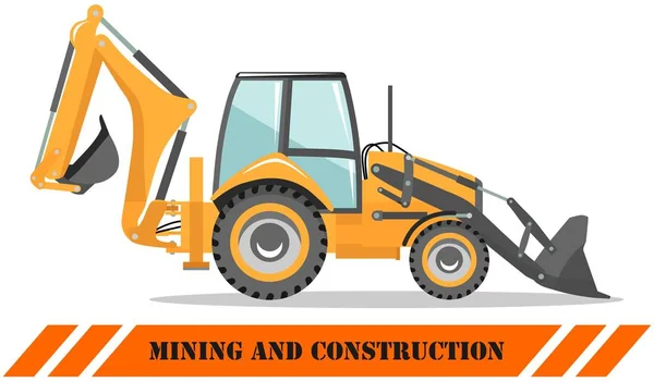 Caricatore di terne. Illustrazione dettagliata della macchina mineraria pesante e attrezzature per l'edilizia. Illustrazione vettoriale . — Vettoriale Stock