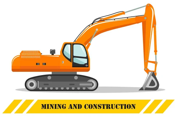 Rypadlo. Detailní ilustrace těžké důlní stroje a zařízení staveniště. Vektorové ilustrace. — Stockový vektor