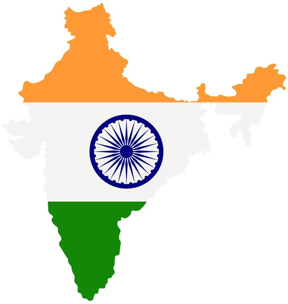 Map of India with indian national flag inside. Vector illustration. — Stock Vector