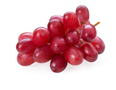 Olgun kırmızı üzüm dalı beyaza izole edilmiş. Üzüm. Tam alan derinliği.