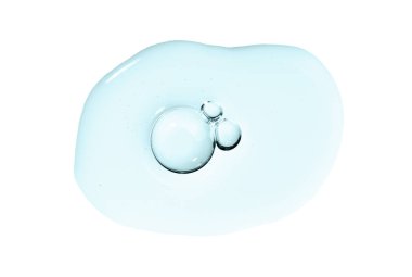 Kolajen ve peptit içeren serum. Beyaz arkaplanda baloncuklu cilt bakımı jeli örneği.