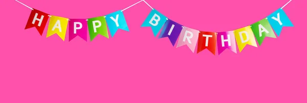 Happy birthday party purple background with text, top view. Banner. Copy space — Stock Photo, Image
