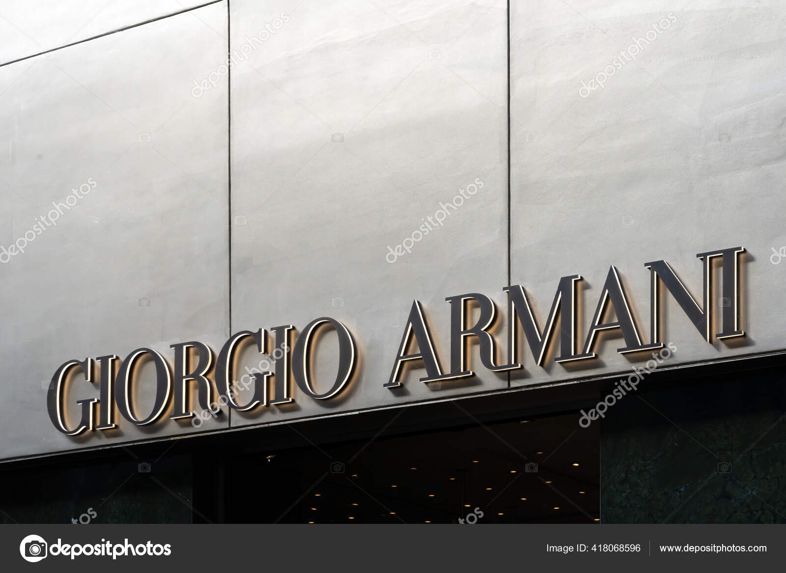 Giorgio Armani logo of store in Milans Fashion District