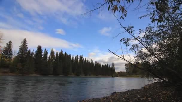 Time Lapse Sky Clouds River Fall British Columbia Canada — Video