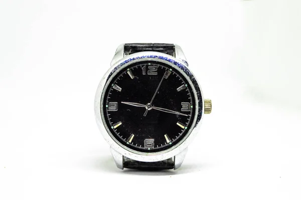 Reloj Pulsera Negro Sobre Fondo Blanco — Foto de Stock