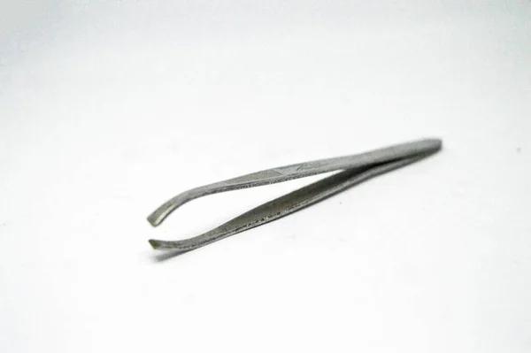 Metall Pincett Isolerad Vit Bakgrund — Stockfoto