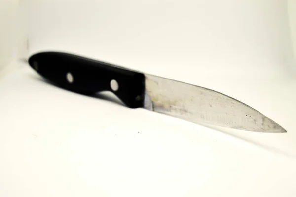 Knife Kitchen Utensils Isolated White Background Cutting Sharp Knife — Stock Photo, Image