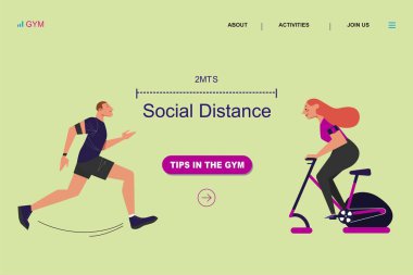 Akıllı Gadget 'larla spor yapan insanlar. Run, Gym, Running Sprinter Mesafesi, Spor Çizgi Filmi web sayfasında Teknolojiler