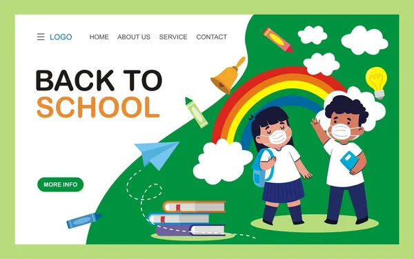 Torna Scuola Modello Banner Orario Scolastico Personaggi Bambini Piccoli Con — Vettoriale Stock