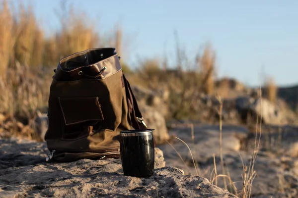 Backpack and camping mug